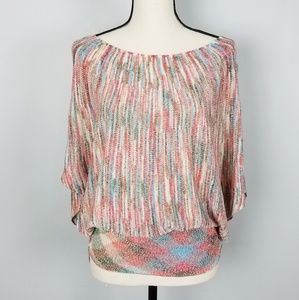 P Luca Milano Colorful Bat Wing Knit Top Size M
